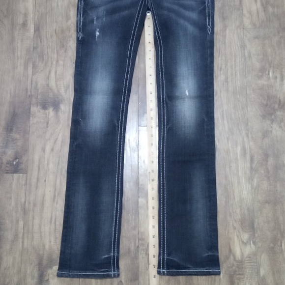 Rock Revival Women's 26 Straight Embellished Embroidered Distressed Black NWOT - Picture 13 of 14